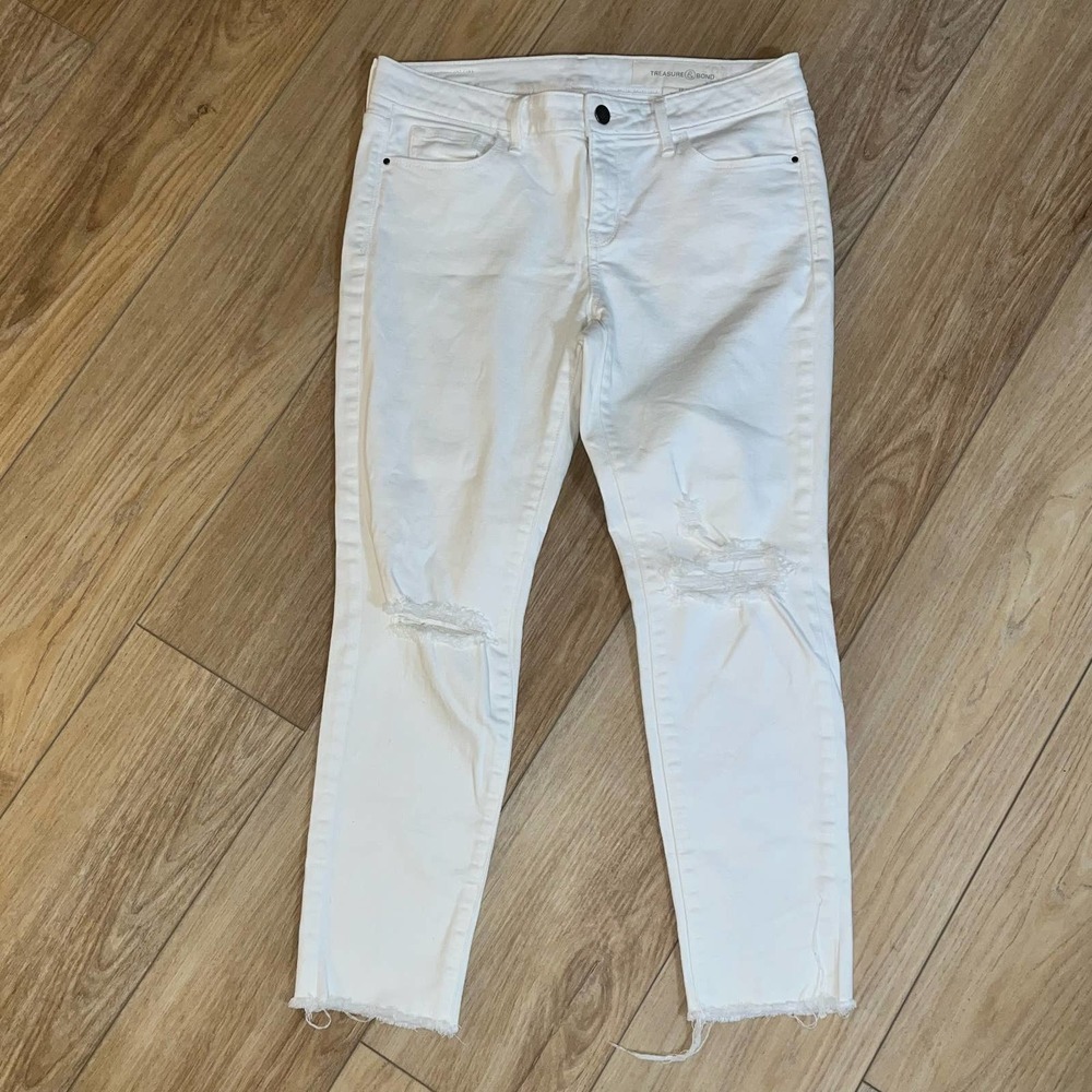 Treasure & Bond Distressed White Skinny Jeans | Size 27 - Picture 2 of 5